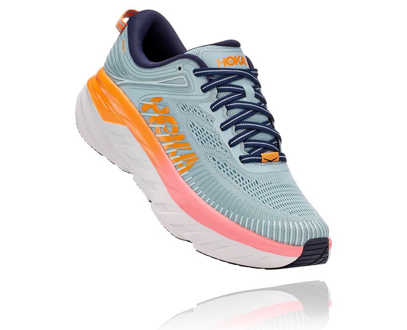 Hoka Road Running Shoes USA 2023 - Bondi 7 Womens Turquoise
