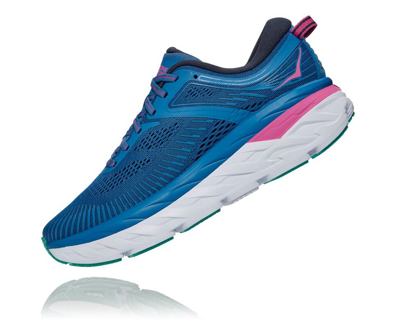 Hoka Road Running Shoes Clearance Sale - Bondi 7 Womens Blue